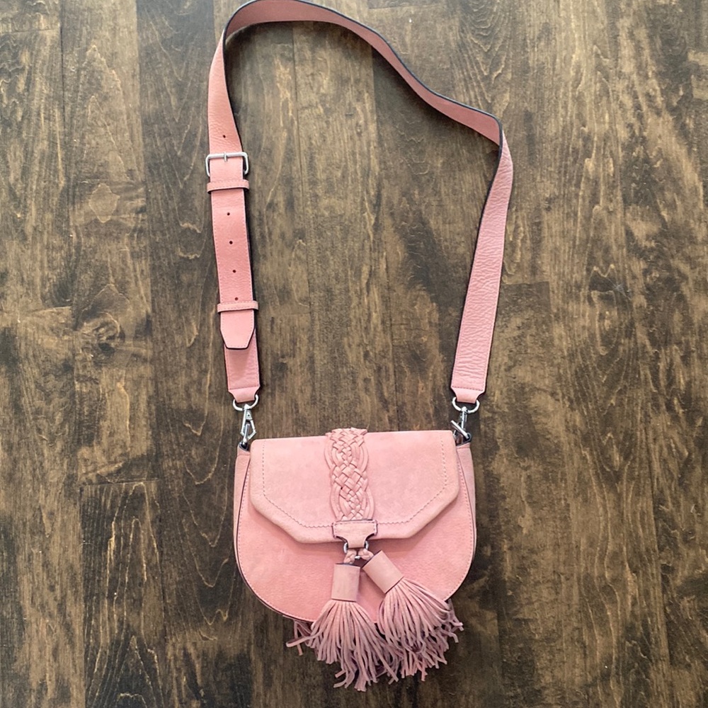 Rebecca Minkoff Isobel suede pink tassel crossbody